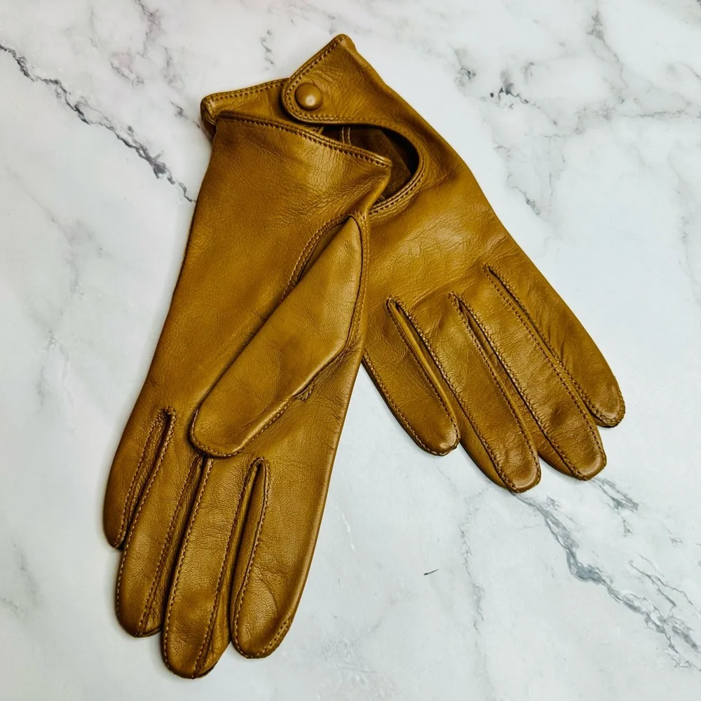 NEW! Seymoure Camel Italian Leather Original Washable Driver Gloves